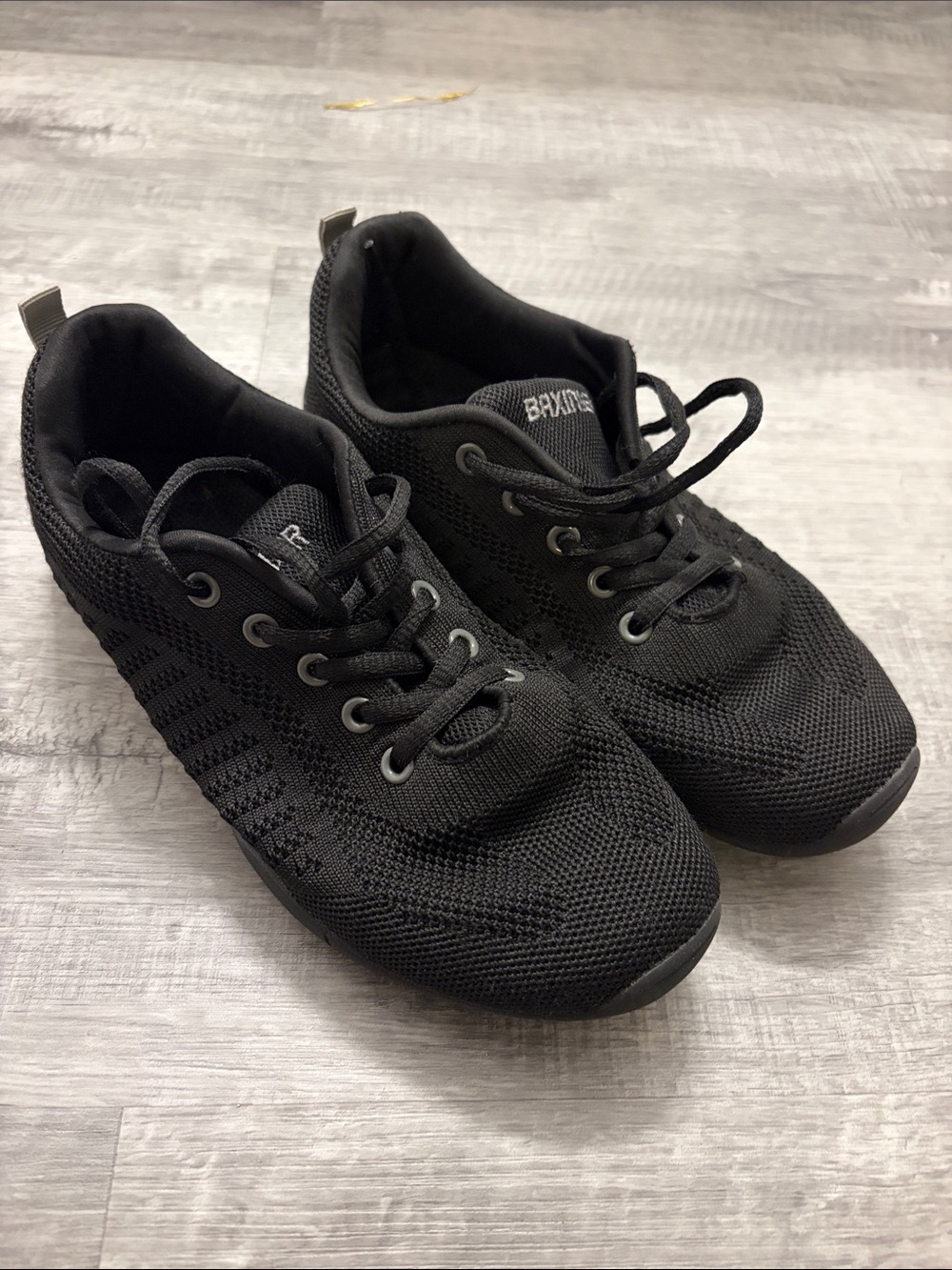 Black Knit Lace-Up Sneakers. Girls cheer shoes